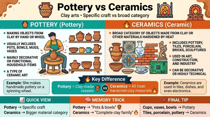 difference between pottery and ceramics