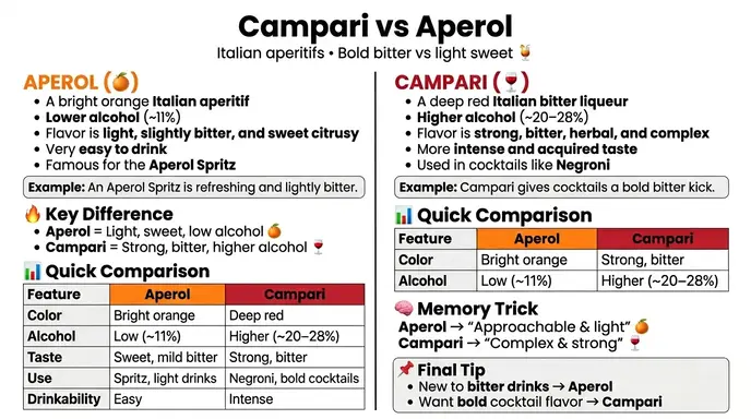 difference between campari and aperol
