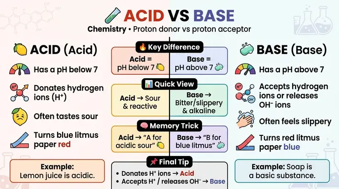 difference between acid and base
