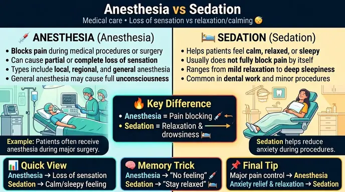 difference between anesthesia and sedation