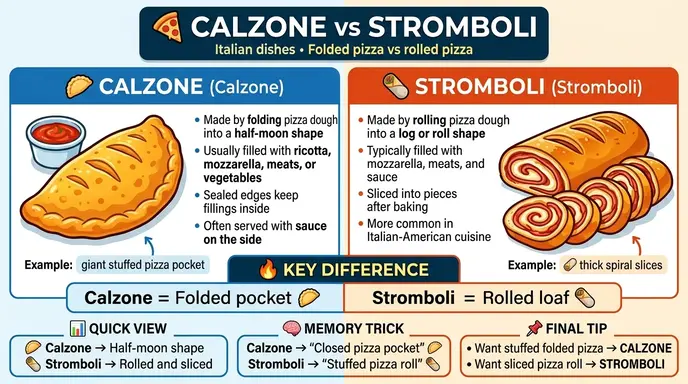 difference between calzone and stromboli