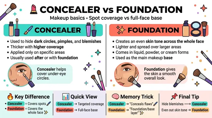 difference between concealer and foundation
