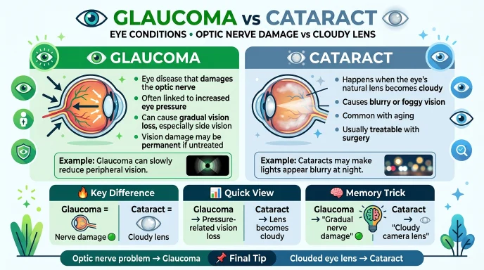 difference between glaucoma and cataract