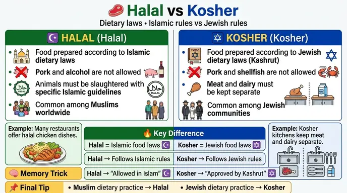 difference between halal and kosher