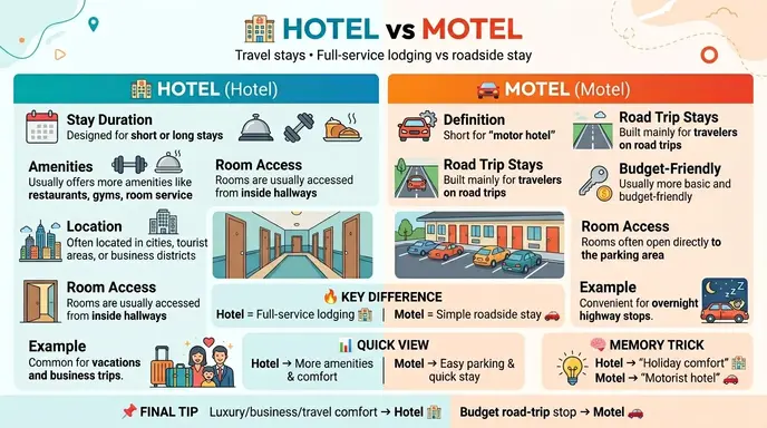 difference between hotel and motel
