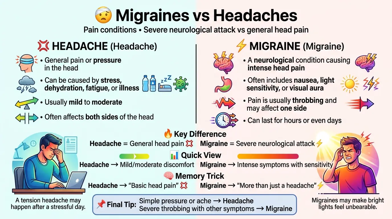 difference between migraines and headaches