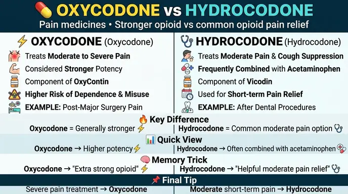 difference between oxycodone and hydrocodone