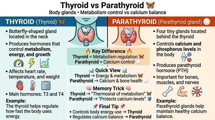 difference between thyroid and parathyroid