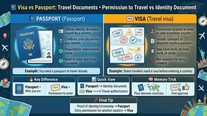 difference between visa and passport